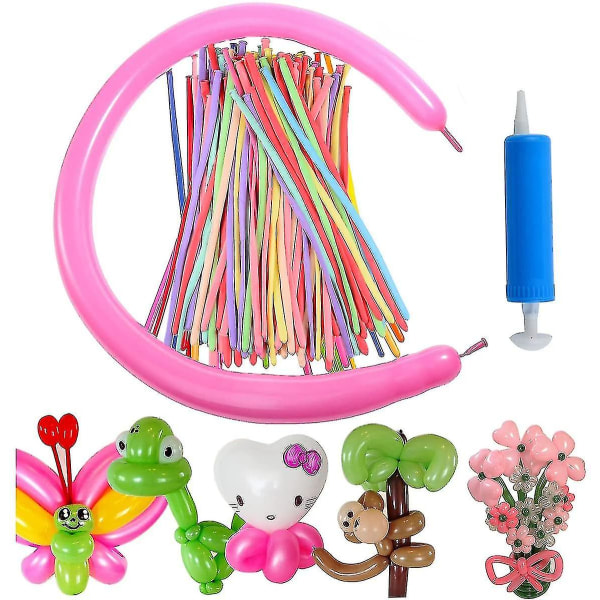 Latex snoede balloner, 260q Animal Magic Long Balloner Assorteret Farve Med Pumpe Til Animal Shape Party, Klovne, Bryllupsdekorati