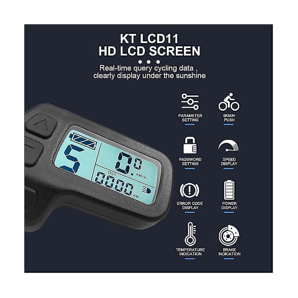 Ebike-näyttö KT-LCD11 Mini-näyttö 24v 36v 48v Vedenkestävä liitäntä Sähköpyörän näyttö Kunteng-ohjaimelle Ebike-paneeli