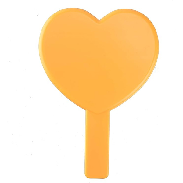 Hjerteformet rejsehåndspejl, kosmetisk håndspejl med håndtag (orange, 1 pakke)