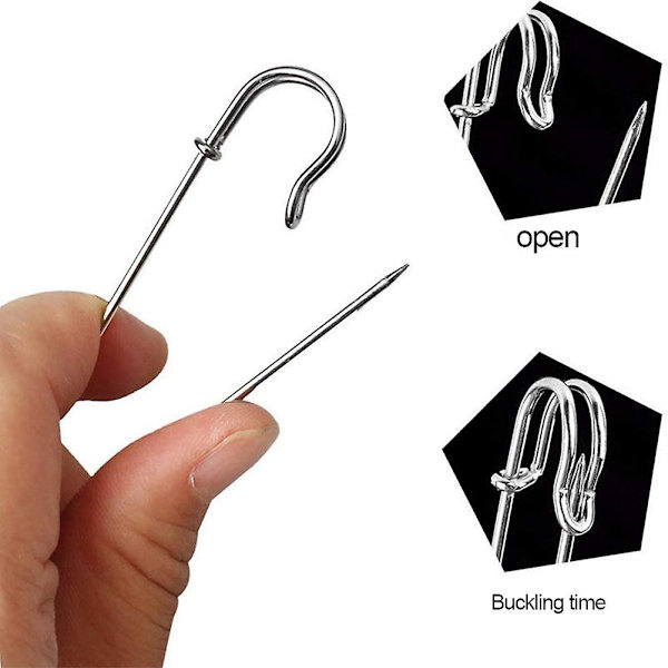 Stor Tjock Cardigan DIY-Kjol Fastklädda Kläder Silvertröja Brosch Säkerhetsnålar