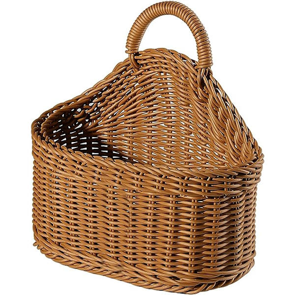 Håndlavet vævet hængekurv, håndlavet vævet pileflet blomsterkurv med fiberfor, naturlig flettet håndlavet opbevaringskurv til hjem, have, bryllup