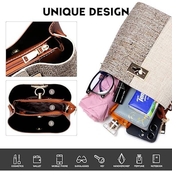Dam Crossbody-plånbok - PU-läder crossbody-väska med justerbar axelrem, flera fickor och trendig design. Perfekt för dagligt bruk
