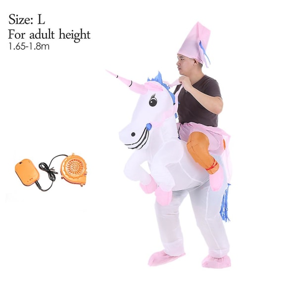 Söt uppblåsbar kostym för vuxna, uppblåsbar maskeradklädsel för Halloween, uppblåsbar Pegasus-outfit, jumpsuit för män och kvinnor