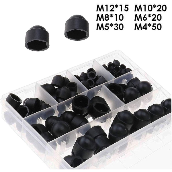 Starlight - 145 st Plastmuttrar, Mutterskydd, Hexagonmutterskydd, Svarta Hexagonmutterskydd, M4 M5 M6