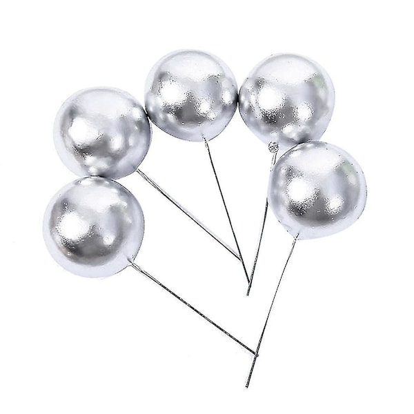 40 stk Mini Sølv Ball Cupcake Toppers Til Bursdagsfest Dekorasjon