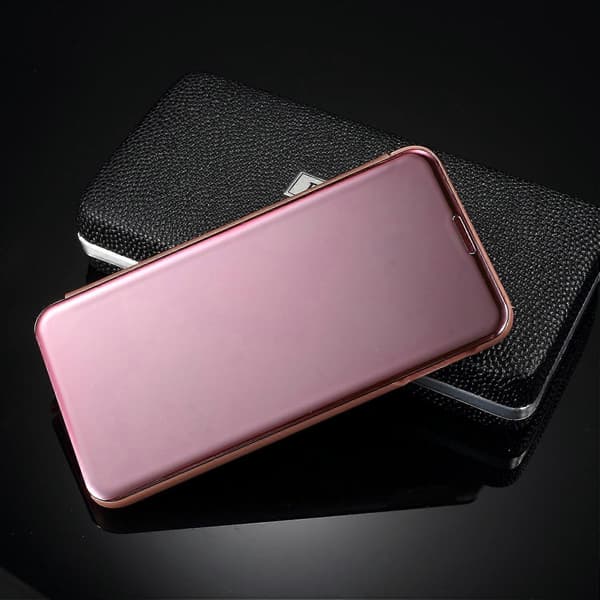 Elektroplettering Speiloverflate Visningsvindu Skinnstativdeksel til Samsung Galaxy S10e - Rosegull Rose Gold