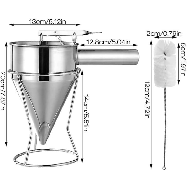 Stainless Pancake Batter Dispenser, Piston Funnel Cooking Funnel Dispenser With Stand, For Takoyaki For Cupcakes