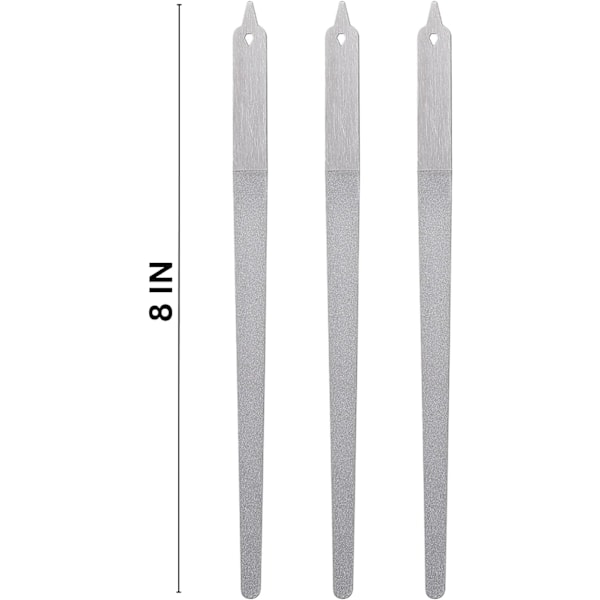 3 stk 8 tommer skarpe rustfrie stål neglfiler sett manikyr pedikyr 100 grit buffer tykke tånegler fingernegler metall neglfil for hjem og profesjon