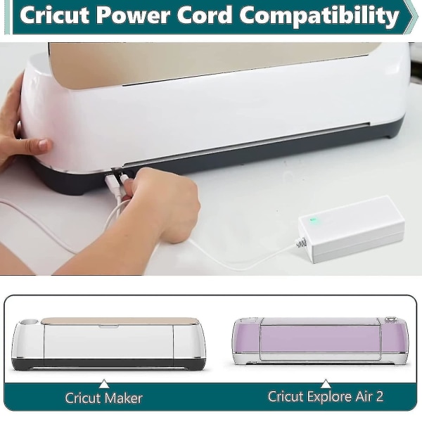 Strømadapter kompatibel med Cricut Maker og Cricut Explore Air 2 skjæremaskin, 18v 3a AC erstatningsledning kompatibel med Cricut, lader-