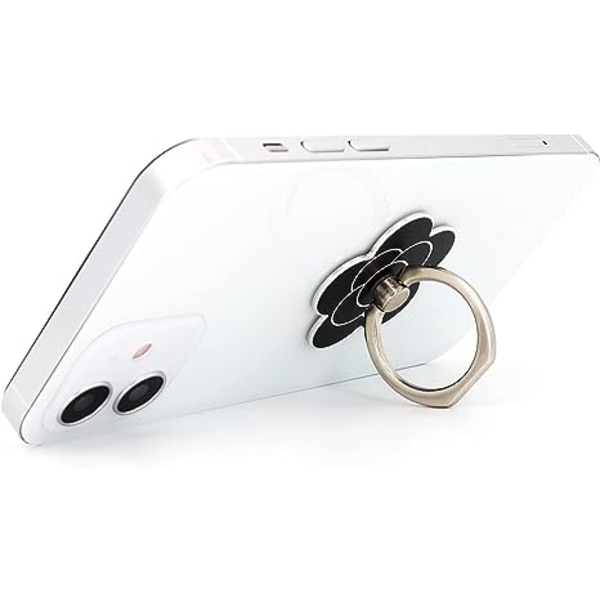 Mobiltelefon Ringholder Blomster Finger Ring Grip Stativ 360° Rotation 180° Flip Universal Kickstand Kompatibel med Alle Smartphones (Sort)