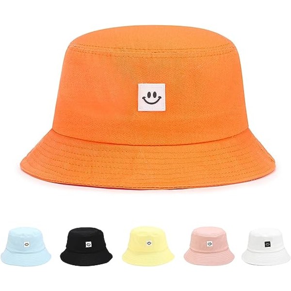 Børne Solhat Smil Ansigt Spand Hat til Piger Drenge Sommer Solbeskyttelse Bomuld Unisex Strand Cap
