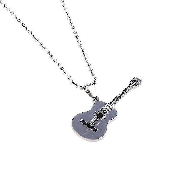 Gitar Musikk Halskjede Henger Rustfritt Stål Smykker Svart/gull/sølv