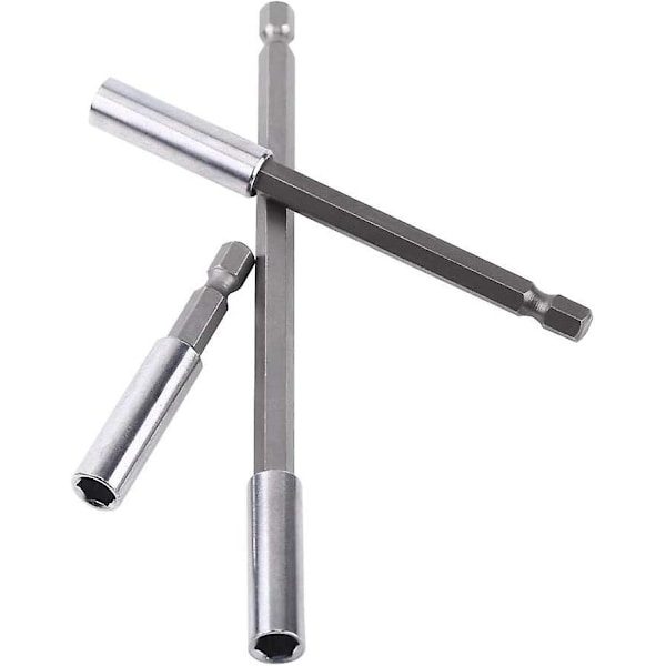 3-pack 1/4\" Magnetiska Bitshållare Skruvmejsel Förlängning Hex Skaft 60mm 100mm 150mm Skruvmejsel Bits Förlängning