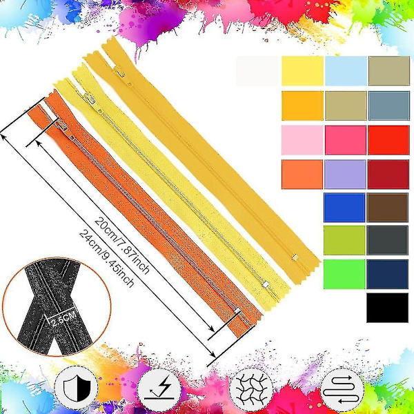 100 st 9 tum Nylon Spiral Blixtlås Sy Blixtlås Färgglada Blixtlås Stängd Ände Blixtlås Fästen Bulk Blixtlås Tillbehör