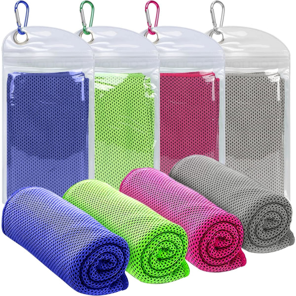 4 STK kølehåndklæde, yogahåndklæde ishåndklæde mikrofiberhåndklæde til yoga, sport, fitness, træning, camping, fitness, træning (40" x 12")-4