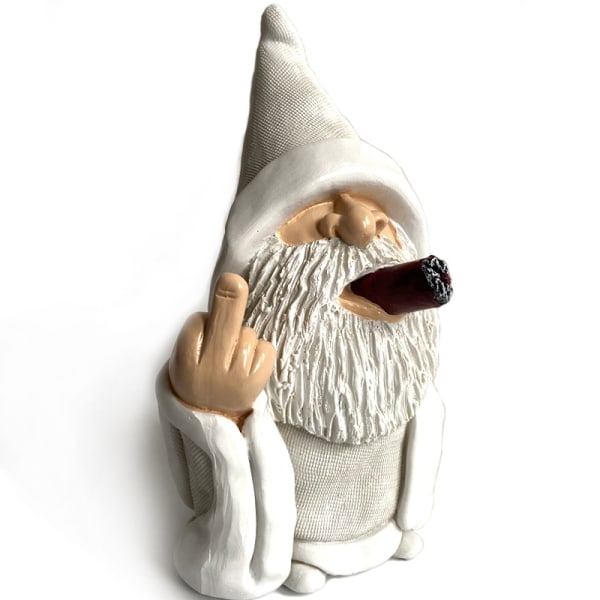 Trädgårdstomte Staty 5,9 tum Naughty Smoking Wizard Gnome Rolig Gräsmatta Harts Figur Dekoration Utomhus Staty för Gräsmatta Gård Balkong Veranda Uteplats Hem Prydnader Gar