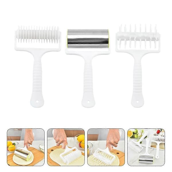 Pizzadeigruller og hullmaskin for baking, 3 stk. sett