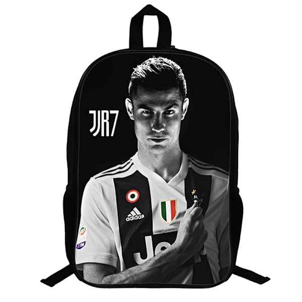 Cristiano Ronaldo Fotball Ryggsekk Student Skoleveske Svart 37CM