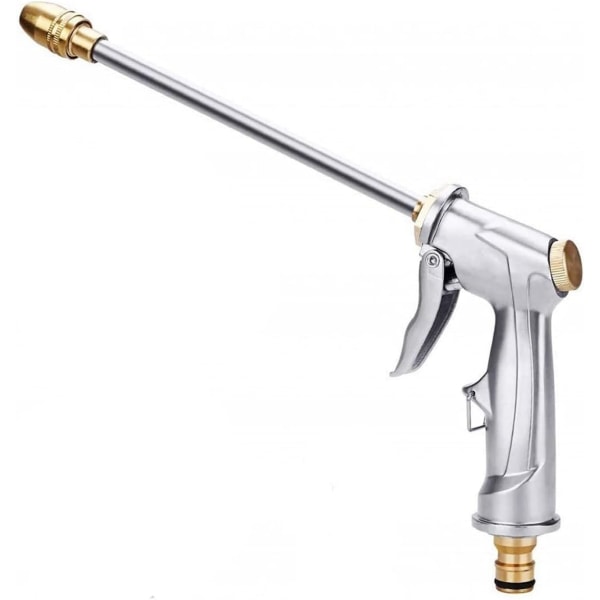 Haveslangemundstykke, justerbar højtrykssprøjtepistol i metal med lækagesikkert design til havearbejde, bilvask og rengøringsopgaver