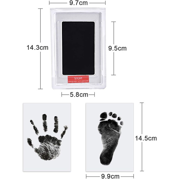 Baby Hånd- og Fodaftrykssæt, 3 Blækpude med Clean-Touch, 6 Aftryk Kort, Kæledyrs Pote Aftryk Uden Blæk, Sikker Ikke-giftig til Fødder og