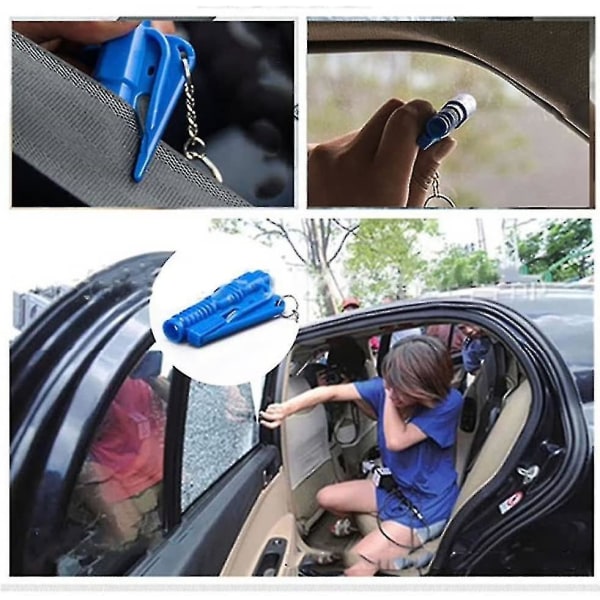 5-pack bilrømningsverktøy Nøkkelring Glass Breaker Sikkerhetsbeltekutter Mini Hammer Nødredningsverktøy