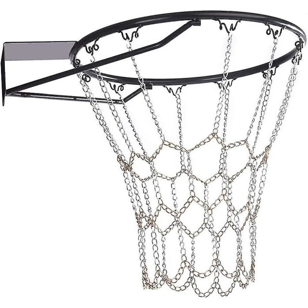 Dhrs Metal Chain Basketball Net Erstatning til Udendørs Indendørs Standard Fælge 12 Kroge Stål