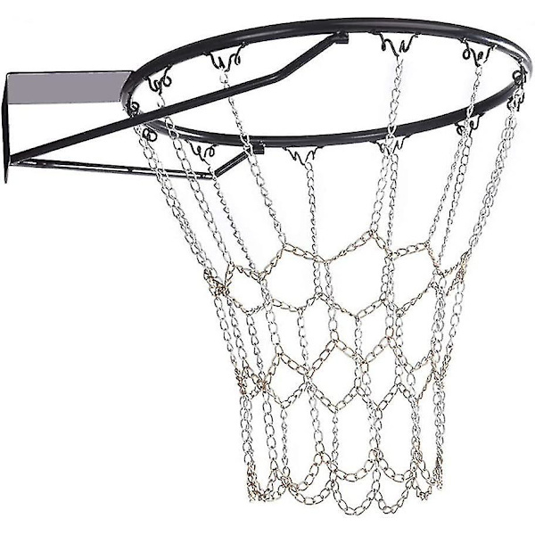 Dhrs Metallkedja Basketbollnät Ersättning för Utomhus Inomhus Standard Fälg 12 Krokar Stål