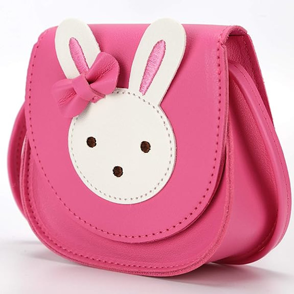 Liten kaninøre-bue crossbody-veske, PU-skulderhåndveske for barn jenter småbarn