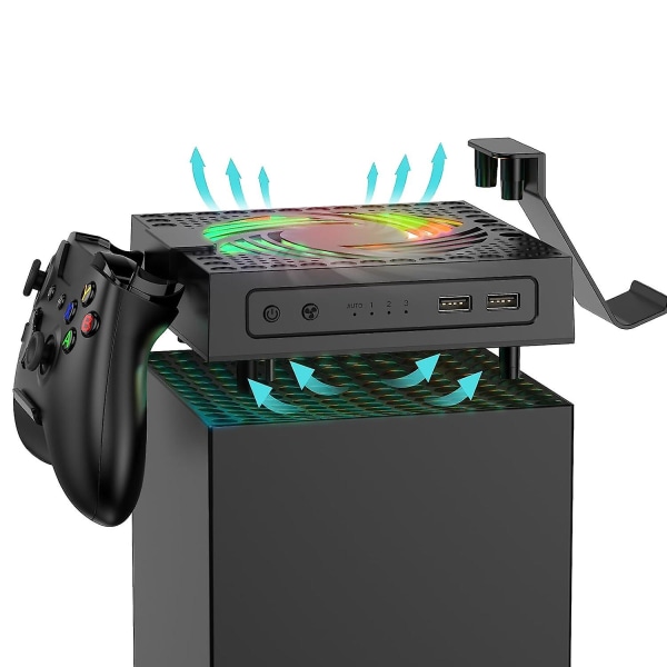 Automatisk kylfläkt för Xbox Series X-konsol, Smart Sensing Fläkthastighetsändring med temperatur, Rgb-ljus, lågt brus