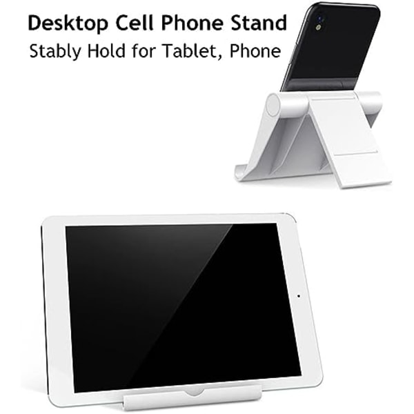 Mobiltelefonstativ for skrivebord, sammenleggbar mobiltelefonholder mobilstativ telefonstativ, multivinkel universell justerbar nettbrettstativholder kompatibel med Mo