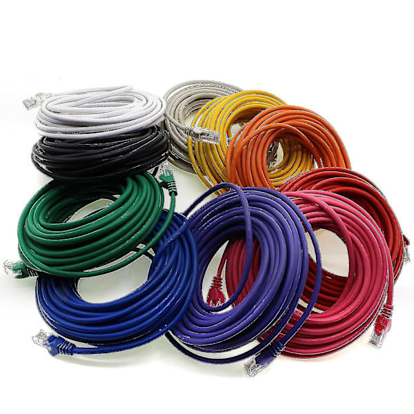 0,25m - 10 farger - Lan Nettverkskabel Cat.5 Cat5 Premium Kvalitet Ethernet Patch Kabel, Kompatibel Med Cat6 / Cat6a / Cat7