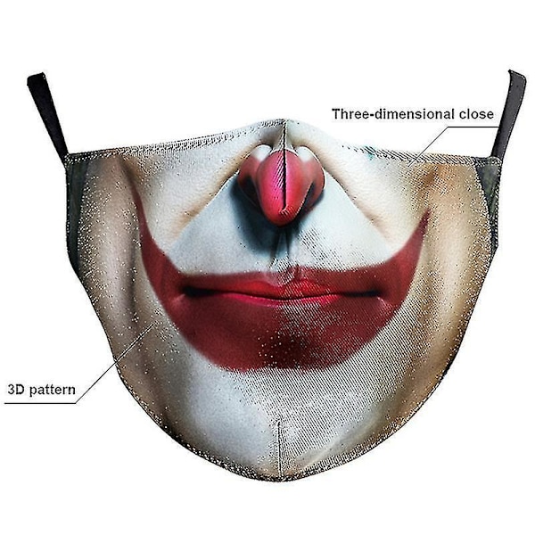 H Vuxna Män Kvinnor Tvättbar Återanvändbar Skyddande Ansiktsmask 3d Digital Tryck Rolig Anti Z14628