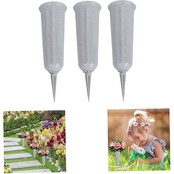 5 st kyrkogårdsvaser med konform, gräsmattebloms hållare med markspik, gravsten blomsterbehållare, kyrkogårdsvas