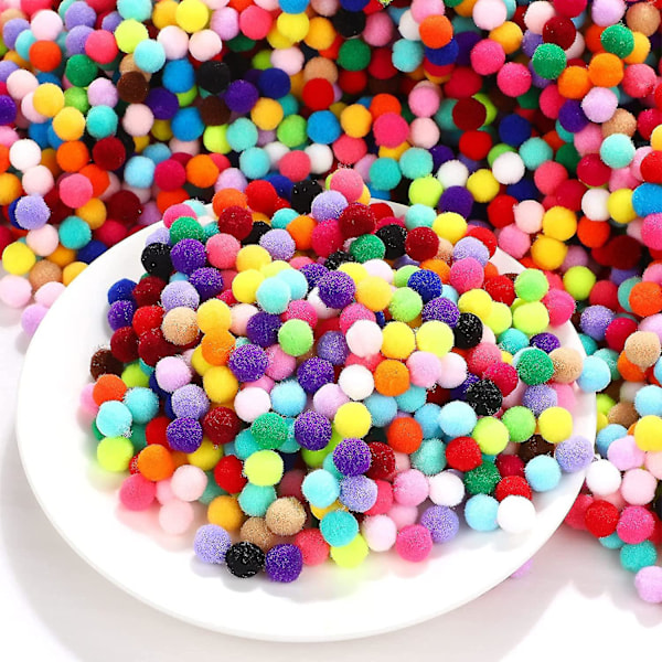 4000 st 1 cm Blandade Pompoms Flerfärgade Hantverkspompoms, Mini Pompoms Bollar Bulk Fuzzy Puff Bollar För DIY Konst Hantverk Smycken Mak