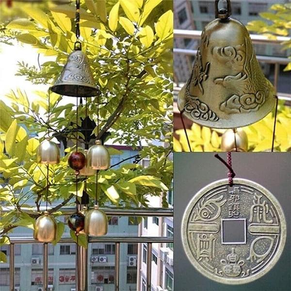 Onnenwindchimes Fengshui-kello Kupariseos Lohikäärmekello 6 Kelloa Ripustettava Tuulikello Kotiin Puutarhaan Ripustettava Onnea Siunaus