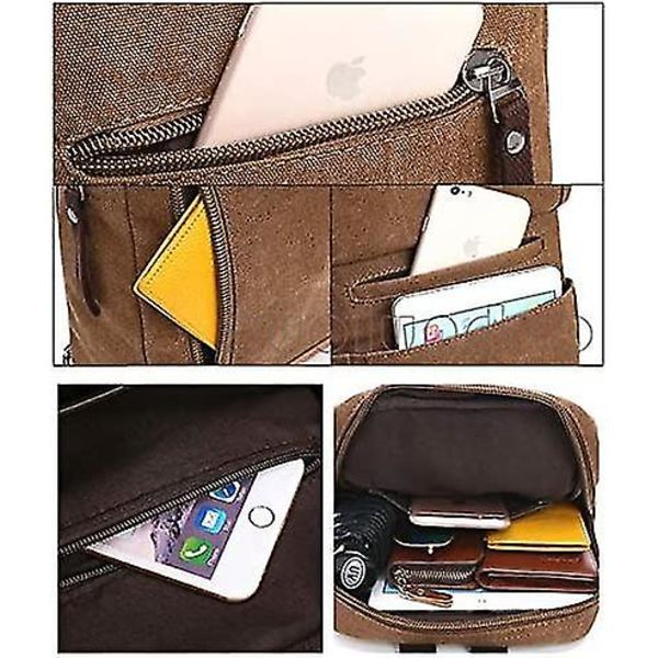 Rygsæk Casual Canvas, Herre Skuldertaske Messenger Bag Mænd Sort