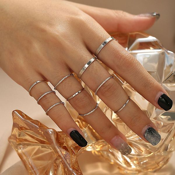 Bohemiskt Enkelt Carved Rings Set Ring för Kvinnor Tonåringar Flickor Tillbehör