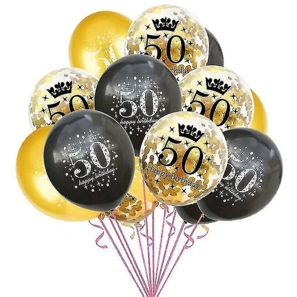Hmwy-(50) Bokstavballong i svart gull 16/18/21/30/40/50/60 Bursdagsfest dekorasjon rekvisitt