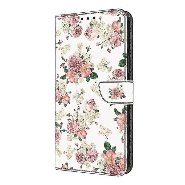 För iPhone 16e Läderfodral Mönstertryck Plånboksställ Flip Telefonfodral Peony