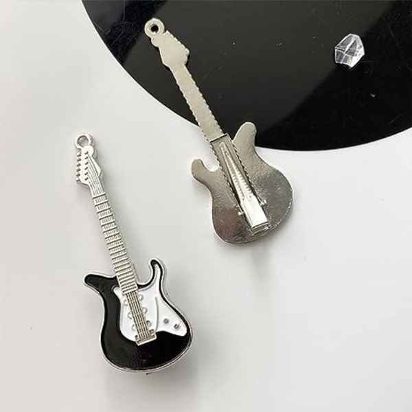 2 st Metallhårklämmor Retro Gitarr Hårspänne med Punk Klämmor Nyhet Hårstyling (Svart)