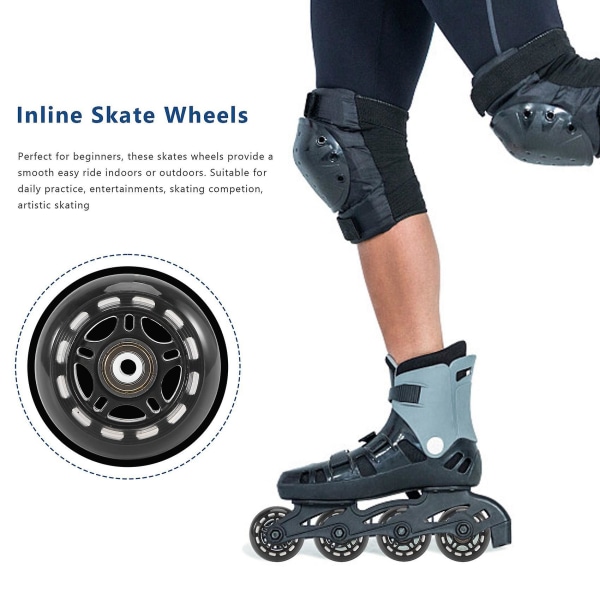 8-pack Inline Skate Hjul Ersättningshjul för Nybörjare med Kullager 70mm