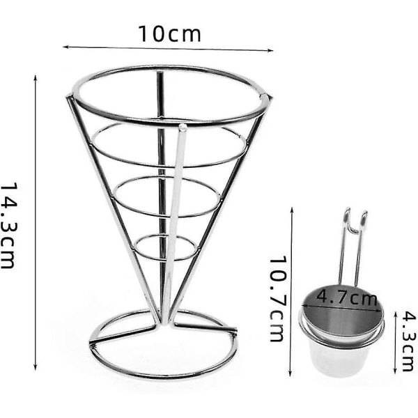 2 stk pommes frites stå kjeglekurv stekeholder med sausdyppere metallkjeglesnack stekt