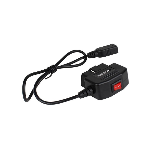 24 timers 5V 3A USB bil-laderkabel OBD hardwire-sett med bryter 0,5 meter ledning for dashcam camcorder