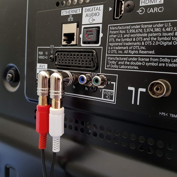 Par rettvinklet 90 grader gullbelagt Rca Phono Albue Type Adapter For Vinkel Endring L+R Stereo Audio Eller Av Video Kabelledning