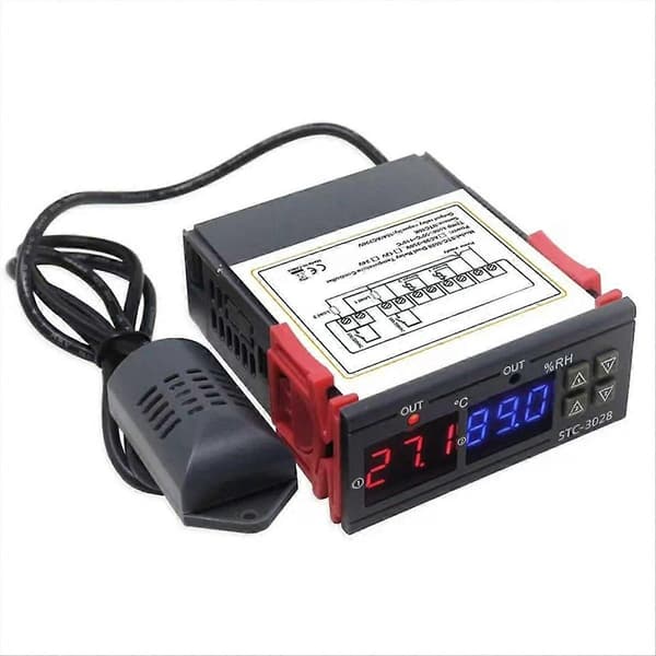 -3028 220V Digital Termostat Temperatur Fuktighetskontroller