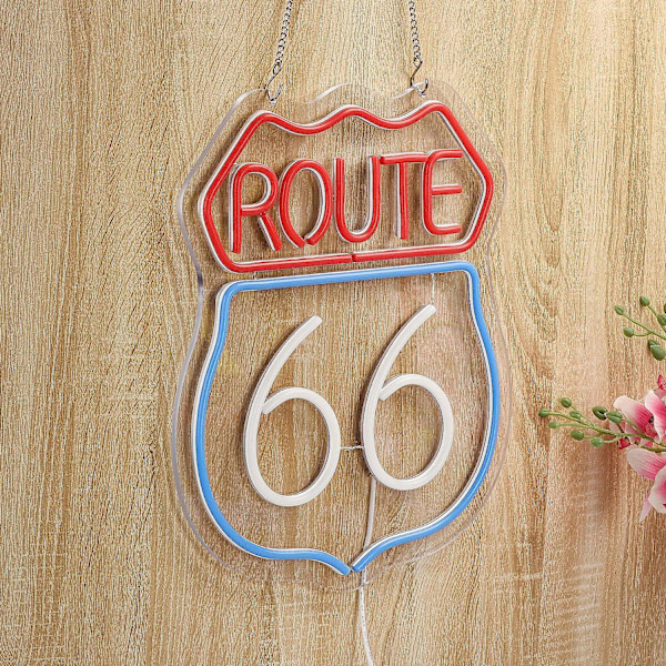 Historiallinen Route 66 -neonvalo-olutbaari Kotitaide Miesluola Neonvalo Käsintehty himmennettävällä kytkimellä Led-neonvalot -kyltit makuuhuoneeseen