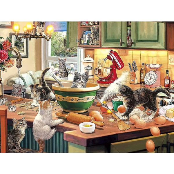 1000 bitars papperspussel för vuxna Kattpusselleksaker i köket