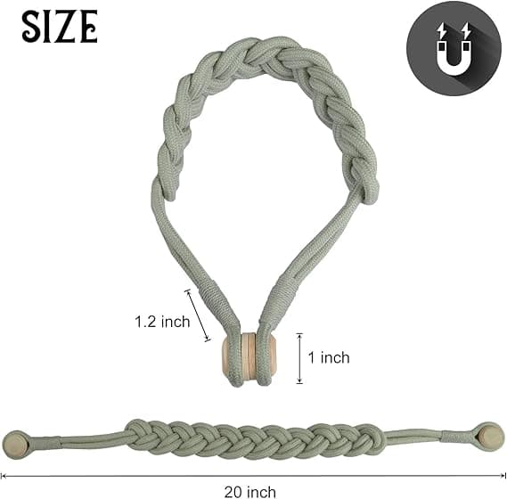 Gardinklämmor Magnetiska Vävda Gardin Hållare Draperi Tie-Back (Silvergrå -2-pack)