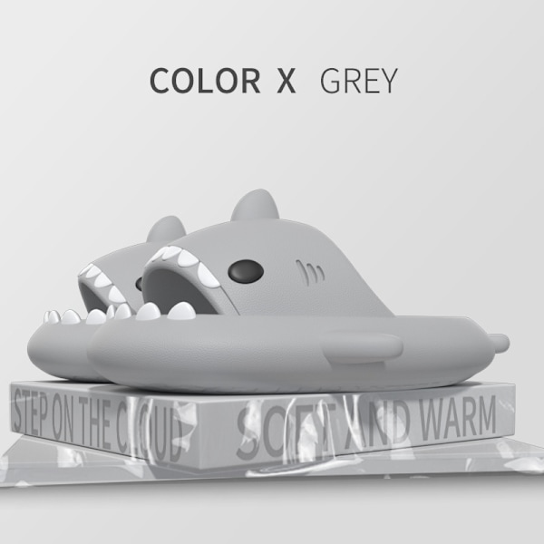 Tegneserie Haj Flip Flops, Skridsikre Tykke-Sålede Strand Flip Flops, Hurtigtørrende Sjove Pool Sandaler grey 42/43