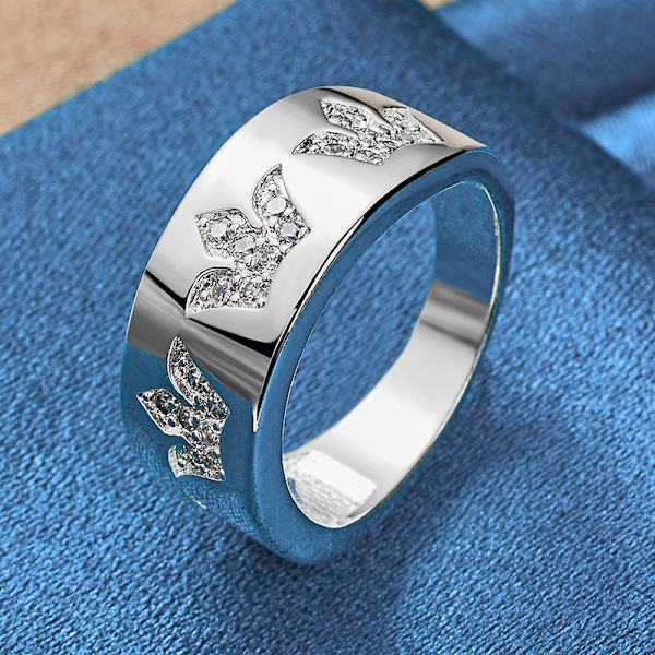925 Sterling Silver Crown Pattern Zircon Ring för kvinnor och män Bröllop Förlovning Smycken 8